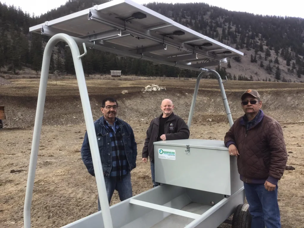 solar water buggy in Canoe Creek near Big Bar Mountain in Cariboo